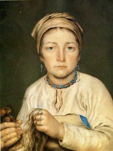A Peasant Woman, Combing Flax (anisia) — Alexei Venetsianov