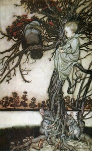 Peter Meets Solomon Caw — Arthur Rackham