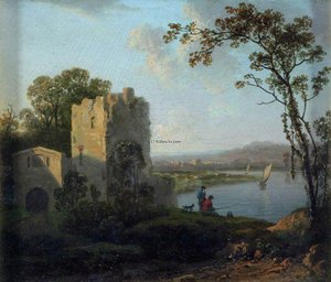 Ower On The Bank Of A River With Two Men Fishing — James Arthur O Connor