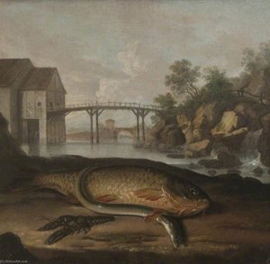 Common Carp, Freshwater Crayfish and Eel, in an Imaginary French Setting ( )