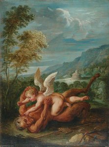 Cupid Overcoming Pan (after Annibale Carracci) — David Teniers The Younger, Baroque