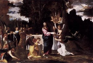 Christ Served By Angels In The Wilderness — Ludovico Carracci