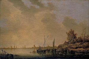 A River Scene With Distant Windmills — Aelbert Jacobsz Cuyp