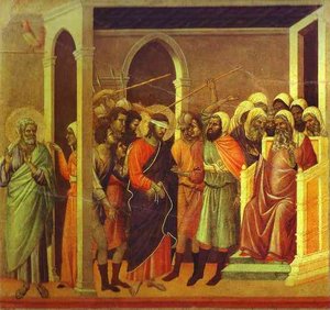 Maestó (back, Central Panel), Jesus Mocked — Duccio Di Buoninsegna, Early Renaissance