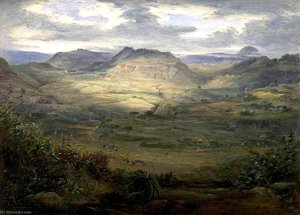 Hilly Landscape South View Of Ankobar — Johann Martin Bernatz