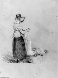 A Woman Sorting Washing — Peter De Wint