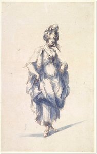Figure of a young woman wearing a bonnet