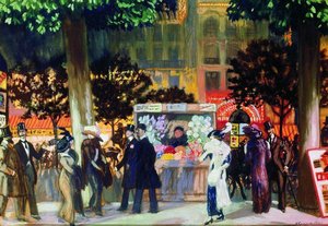 Paris Boulevard At Night — Boris Mikhailovich Kustodiev