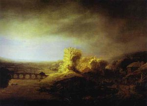 Landscape With A Long Arched Bridge — Rembrandt Van Rijn