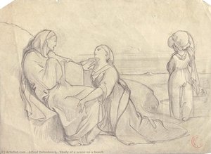 Study Of A Scene On A Beach — Alfred Dehodencq