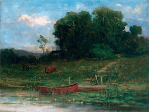 The Farm Landing — Edward Mitchell Bannister, Impressionism
