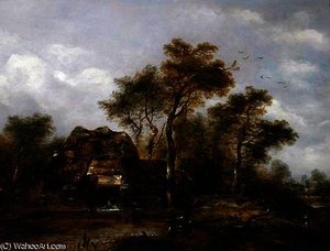 Overshot Mill with Man Fishing