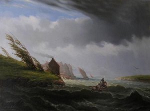 Une Bourrasque Dans Le Port Du Conquet (bretagne) La Rentrée Au Port De Courseulles Marine — Berthelemy Pierre Emile