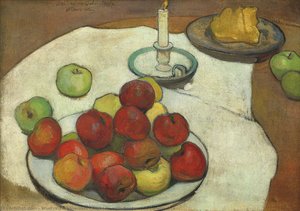 Still-life With Apples And Candlestick — Wladyslaw Slewinski
