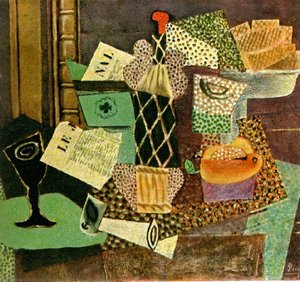 Glass And Bottle Of Straw Rum — Pablo Picasso, Cubism