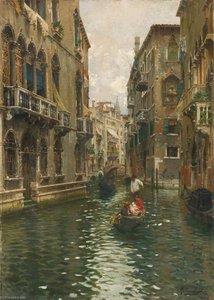 A Family Outing On A Venetian Canal — Rubens Santoro