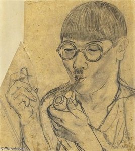 Autoportrait À La Pipe — Léonard Tsuguharu Foujita