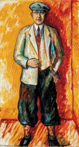 Portrait Of A Man At Orange Background — Ödön Márffy, Expressionism