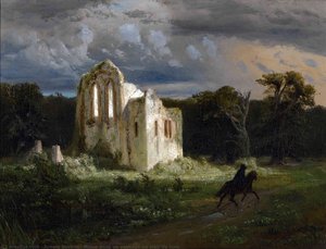 Ruine dans un paysage au clair de lune