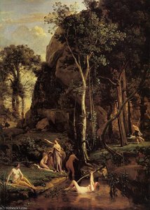 Diana Surprised At Her Bath — Jean-baptiste-camille Corot