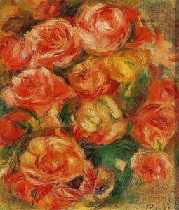 A Bowlful Of Roses — Pierre-auguste Renoir, Impressionism