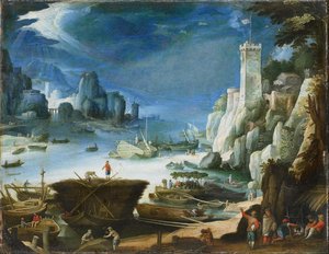 River view wit Large Rock, Paul Bril (copy after), 1601