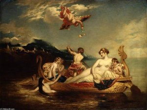 The Coral Finder - Venus And Her Youthful Satellites, Replica — William Etty