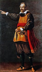Portrait Painting Of The Italian Commedia Dell'arte Actor Francesco Andreini In The Costume Of Capitano — Jacopo Da Empoli, Mannerism