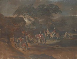 Soldiers And Horses In A Landscape — George Sheffield Senior