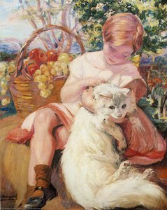 Chica Con Gato (also Known As El Gato De Angora) — José Mongrell Torrent