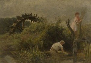 Agricultural Workers Cutting Rushes