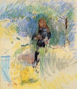 Young Woman Holding A Dog In Her Arms — Berthe Morisot