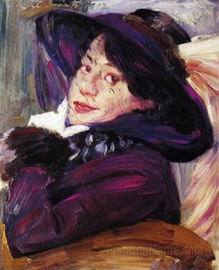Portrait Of A Woman In A Purple Hat — Lovis Corinth, Impressionism