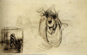 Studies For Figures Carrying Bundles Of Wood — Vincent Willem Van Gogh