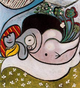Mujer Desnuda Acostada Con Flores — Pablo Picasso