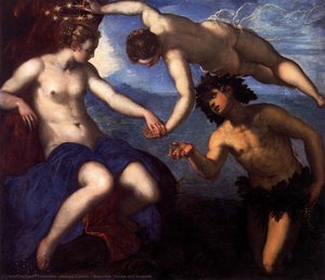 Bacchus, Venus And Ariadne — Jacopo Tintoretto, Baroque Mannerism