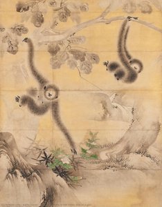 Gibbons Playing In Oak Trees, One Of A Pair — Kaihō Yūshō