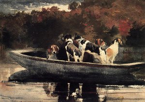 Dogs In A Boat (also Known As Waiting For The Start) — Winslow Homer, American Realism