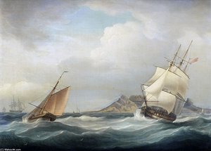 Hms Illustrious Heading Out Of Table Bay In Choppy Conditions And A Stiff Breeze — Thomas Whitcombe