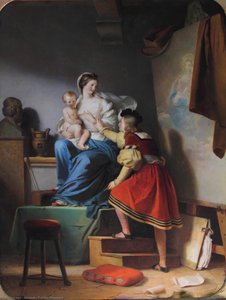 Raphael taking the pose of the model