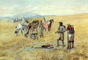 Captain Lewis Meeting The Shoshones — Charles Marion Russell