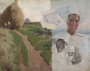 Landscape With Haystack And Breton Woman, Concarneau, France — Cecilia Beaux