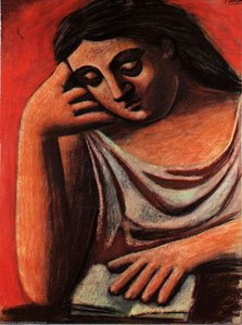 Femme Assise Devant Un Livre — Pablo Picasso