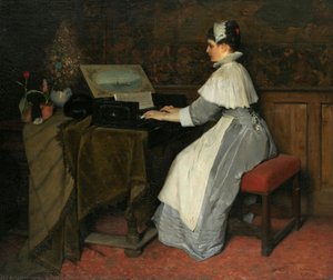 Still Life (a Girl Sitting By Spinet) — Gabriel Cornelius Ritter Von Max, Contemporary Realism