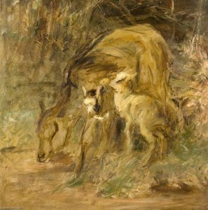 Goat And Kids — Robert L Alexander, Impressionism