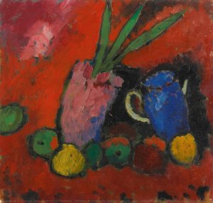 Stilleben Mit Hyazinthe, Blauem Krug Und Äpfeln (still Life With Hyacinths, Blue Jug And Apples) — Alexej Von Jawlensky, Expressionism