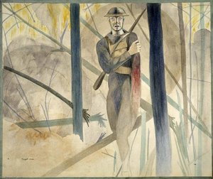 Runner Through The Barrage, Bois De Belleau, Chateau Thierry Sector His Arm Shot Away, His Mind Gone — Claggett Wilson