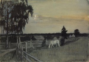 Grazing Horses — Boris Mikhailovich Kustodiev, Realism