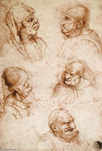 Five Grotesque Heads — Francesco Melzi, Surrealist