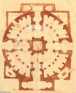 Plan For A Church — Michelangelo Buonarroti, Renaissance